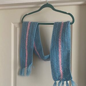 Blue and Pink Knit Scarf